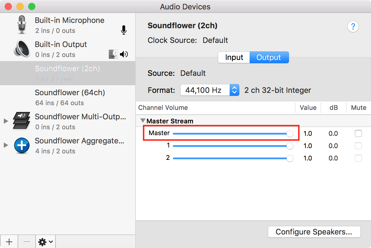 Soundflower input devices visible in System Preferences